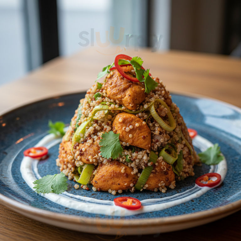 Poulet au wok façon indienne, poireaux & quinoa