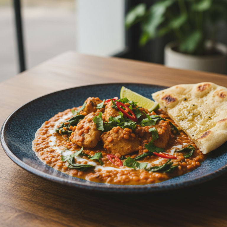 Curry de Poulet aux Lentilles Corail et Épinards