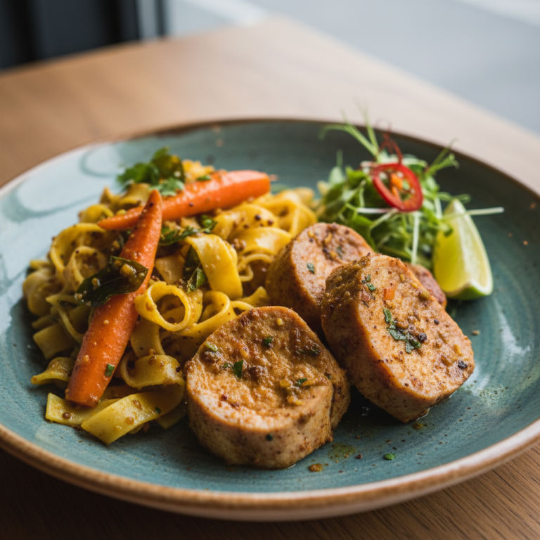 Porc vapeur façon indienne, carottes & pâtes