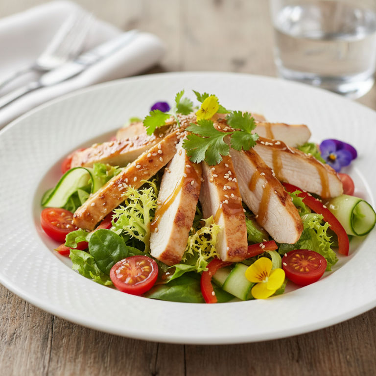Salade fraîcheur au poulet et vinaigrette miel-soja