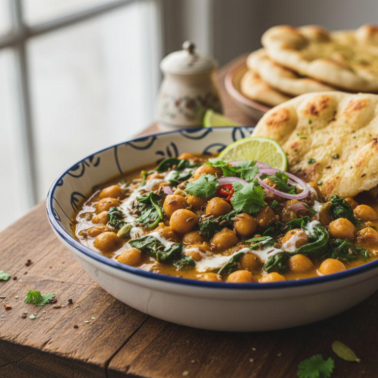 Curry de Pois Chiches et Épinards à l'Airfryer