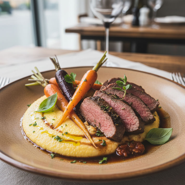 Bœuf vapeur façon italienne, carottes & polenta