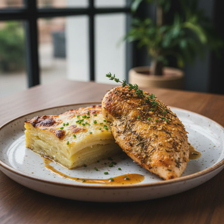 Poulet Croustillant aux Herbes de Provence et Gratin Dauphinois