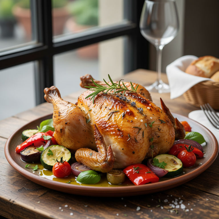 Poulet rôti aux herbes de Provence et légumes méditerranéens