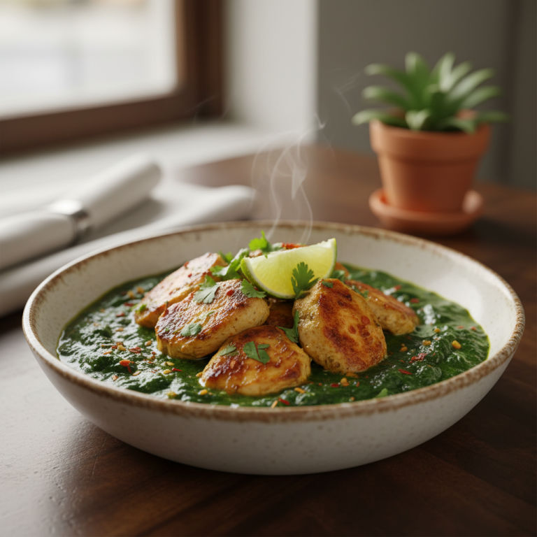 Curry de poulet et épinards à l'airfryer
