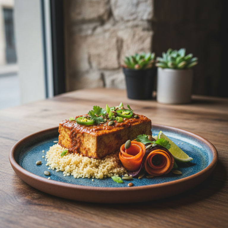 Tofu vapeur façon mexicaine, carottes & semoule